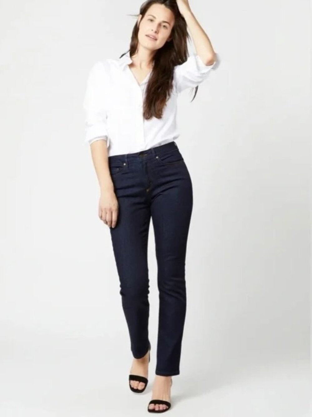 Ann Mashburn Straight Leg Jeans Sz 30 Indigo Stretch Denim NWT